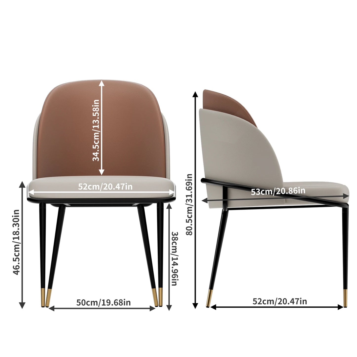 Modern Set 2 Upholstered Dining Chairs With Wood Back