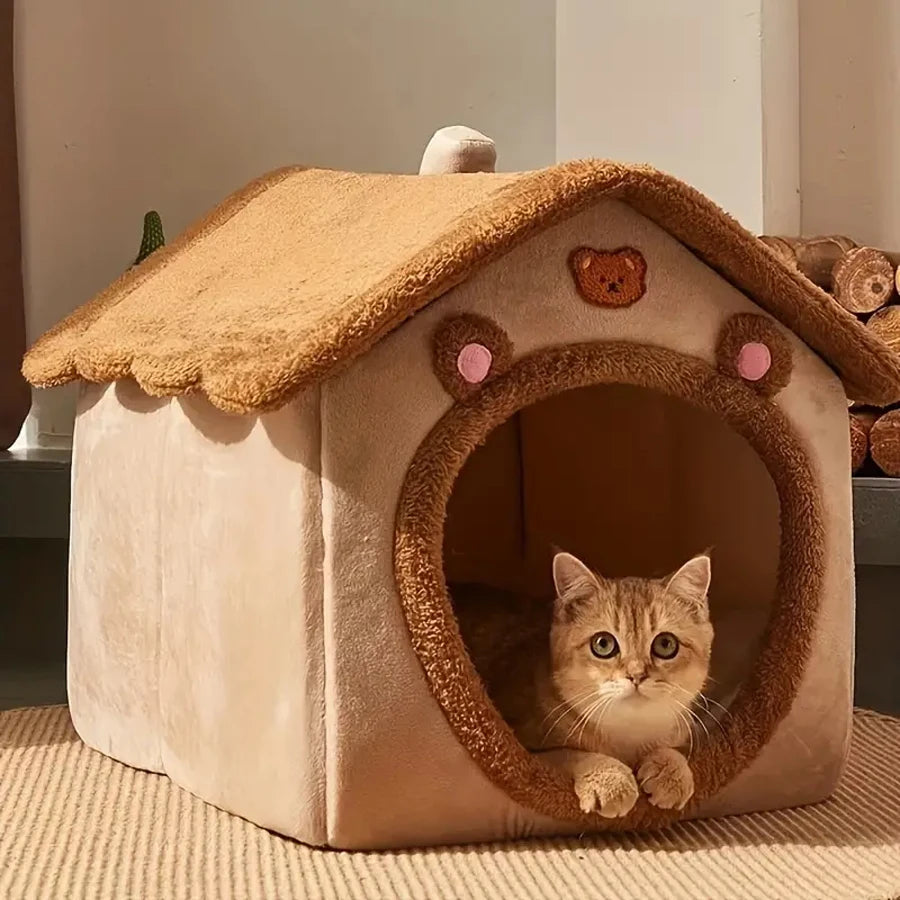 Foldable Pet House For Cats And Small Dogs Washable Cover