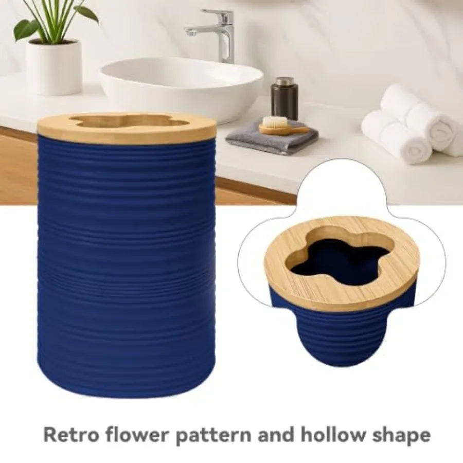Bamboo Bathroom Accessories Set Soap Dispenser And Toothbrush Holder Boho