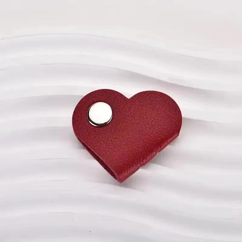 PU Leather Cable Organizer Heart Shaped Clip For Cables