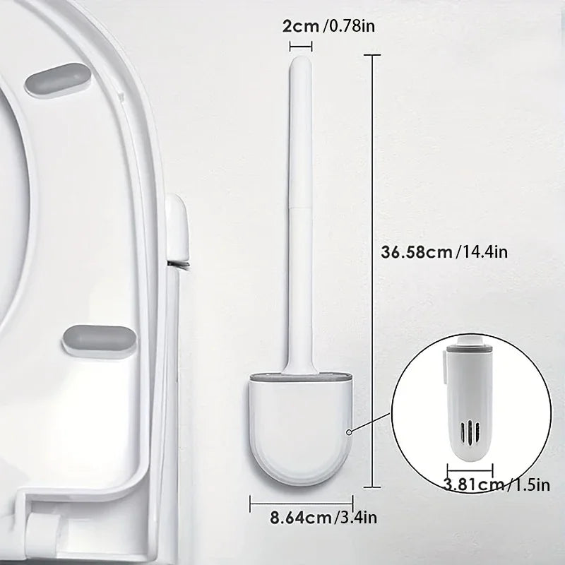 Hanging Silicone Toilet Brush With Long Handle And Quick Dry