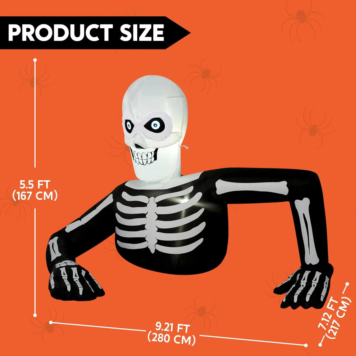 Joyfy Animated Halloween Skeleton Inflatable With LCD Eyes Decoration