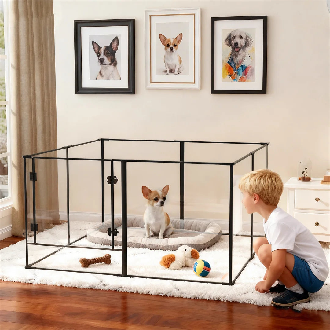 BINGOPAW 8 Panels Acrylic Dog Playpen Indoor Pet Exercise Fence