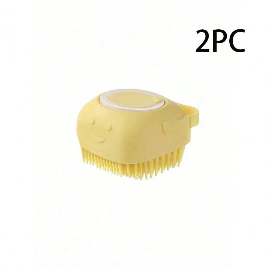 Pet Shampoo Brush With Silicone Dispenser For Dogs And Cats Grooming