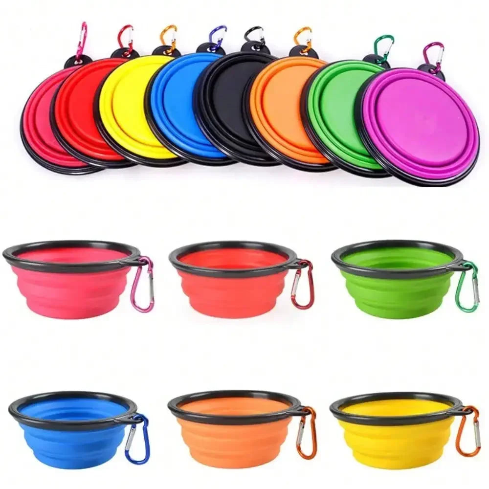 Folding Portable Silicone Dog Feeder Bowl 2-In-1 Pet Dispenser