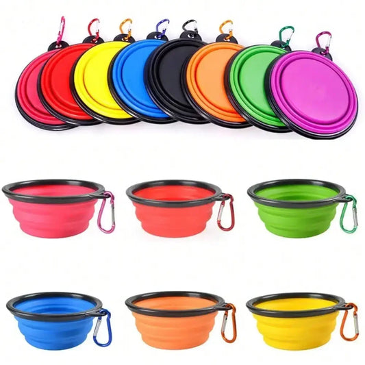 Folding Portable Silicone Dog Feeder Bowl 2-In-1 Pet Dispenser