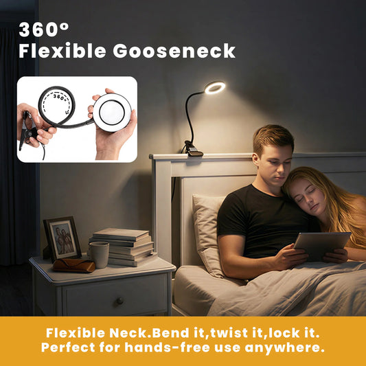 Smeileas LED Magnifying Clamp Lamp With Three Color Modes