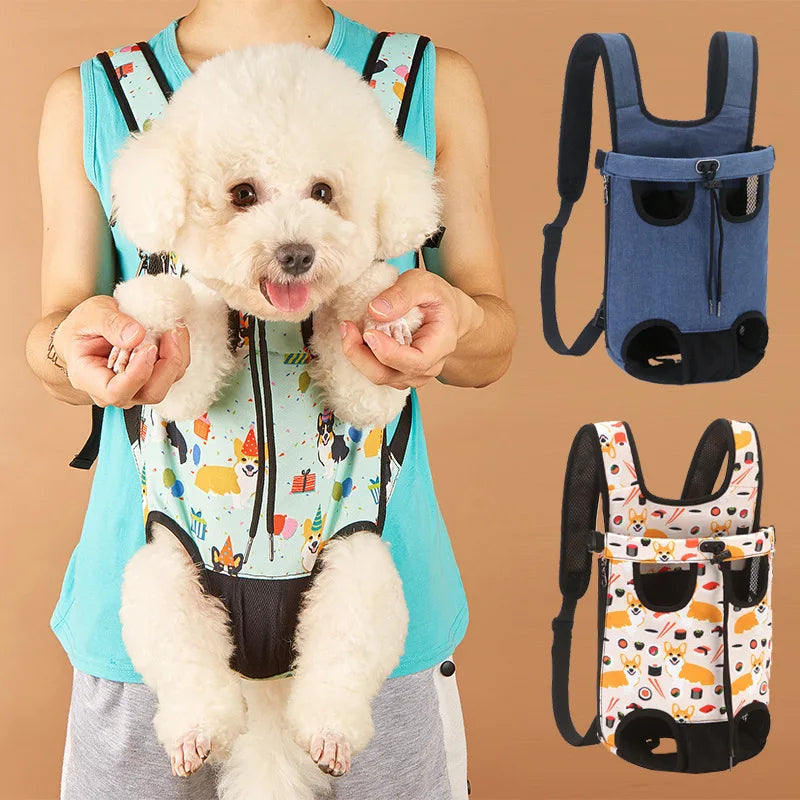 Outdoor Dog Backpack Carrier Breathable Mesh Travel Bag