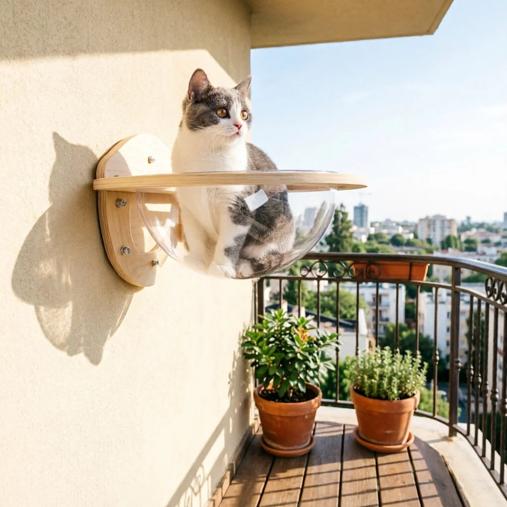 Clear Wall Mounted Cat Space Capsule Bed for Modern Home