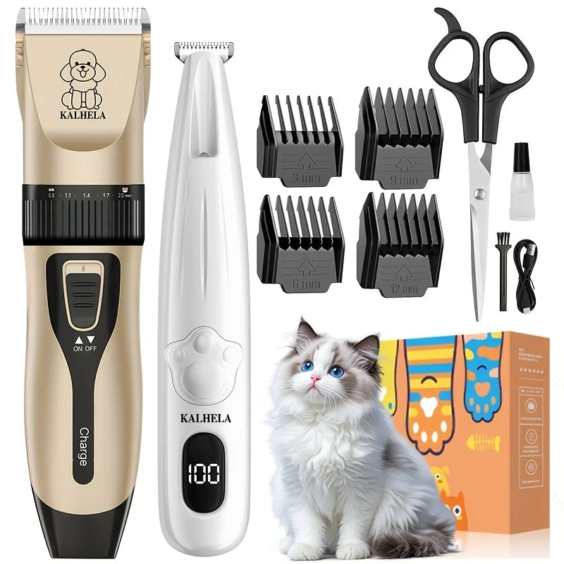 Dog Grooming Clippers Rechargeable Low Noise Nail Clippers Scissors