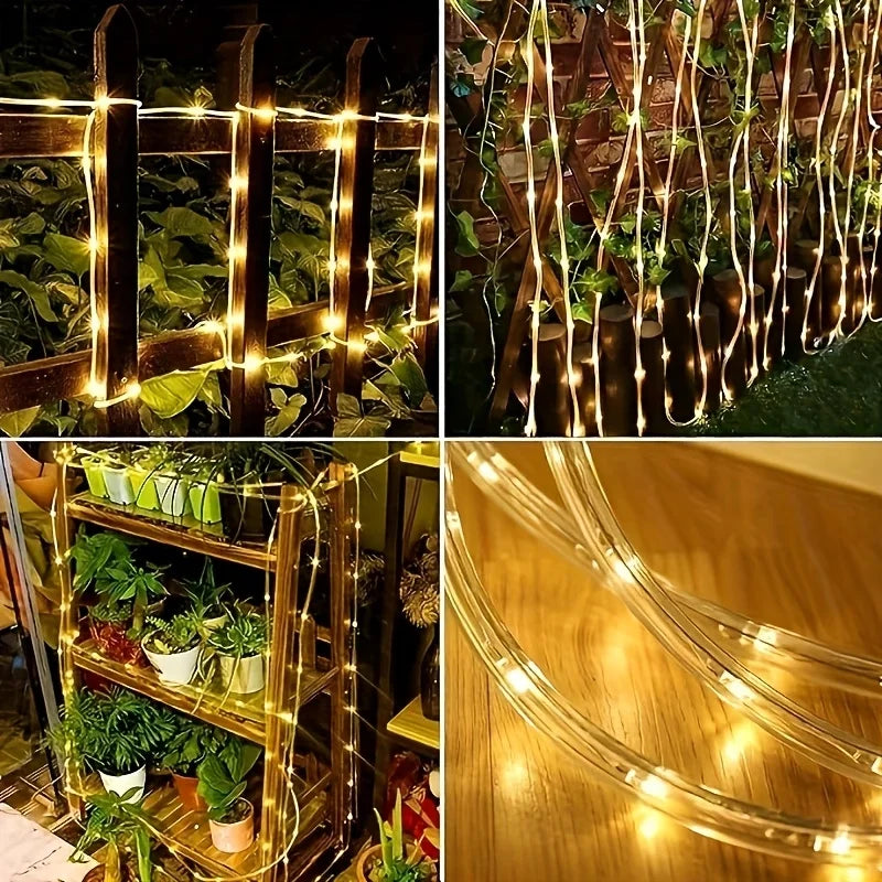 Peach Forest Solar LED Tube Light 100LED Rope String Light