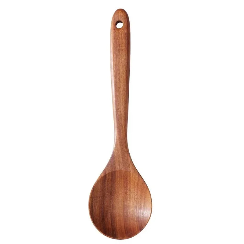 Wood Kitchen Utensil Set Spatula Spoon Fork Stirring Tools