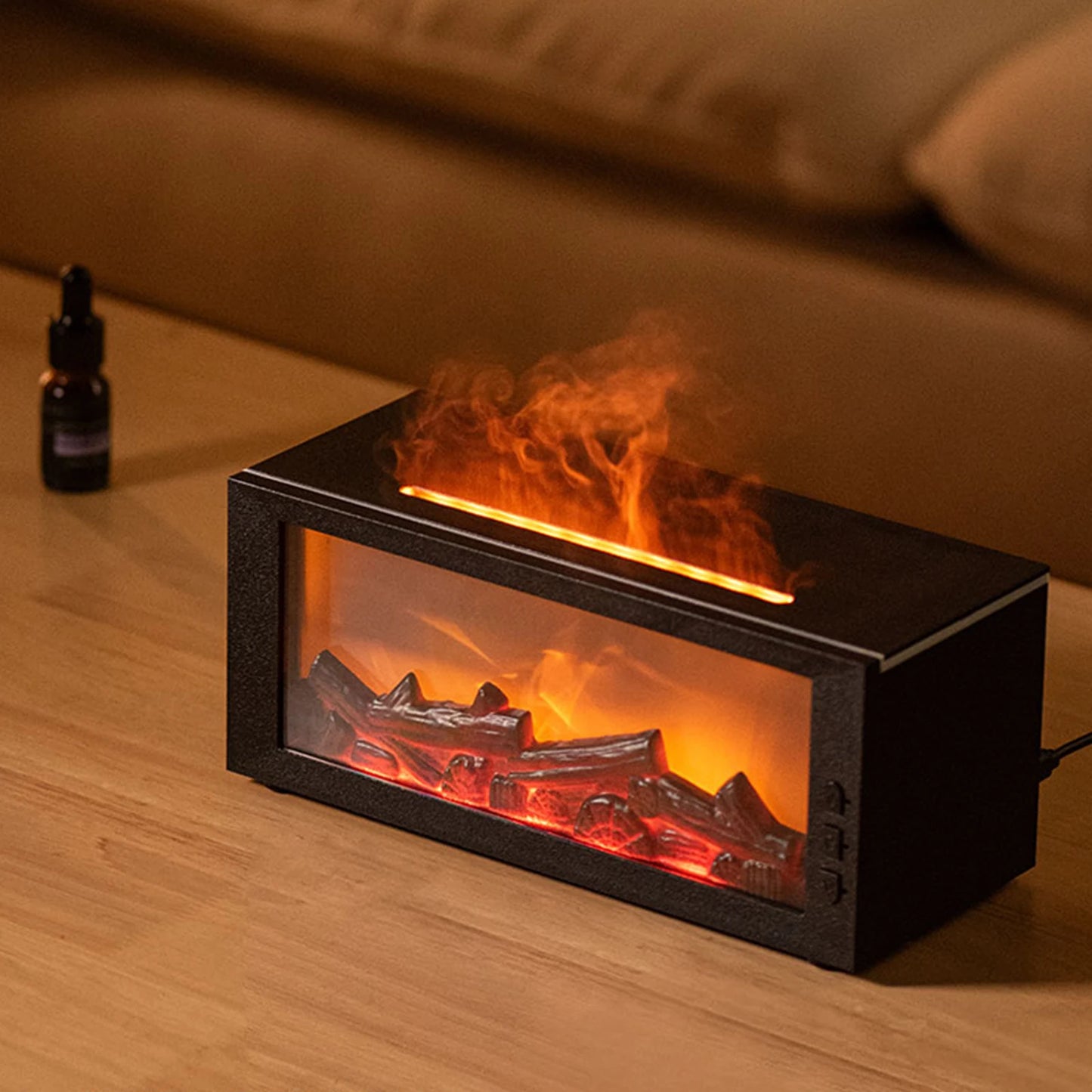 7 Color Fireplace Flame Diffuser With Timer Humidifier And Aroma