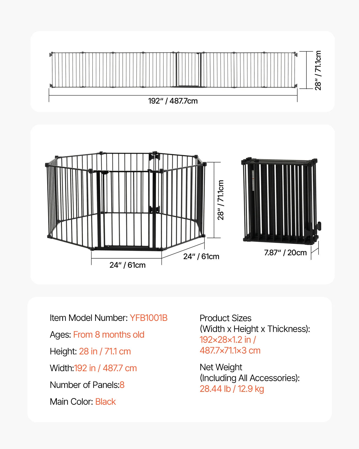 SucceBuy Baby Gate Pressure Mount Walk Through Child Fence