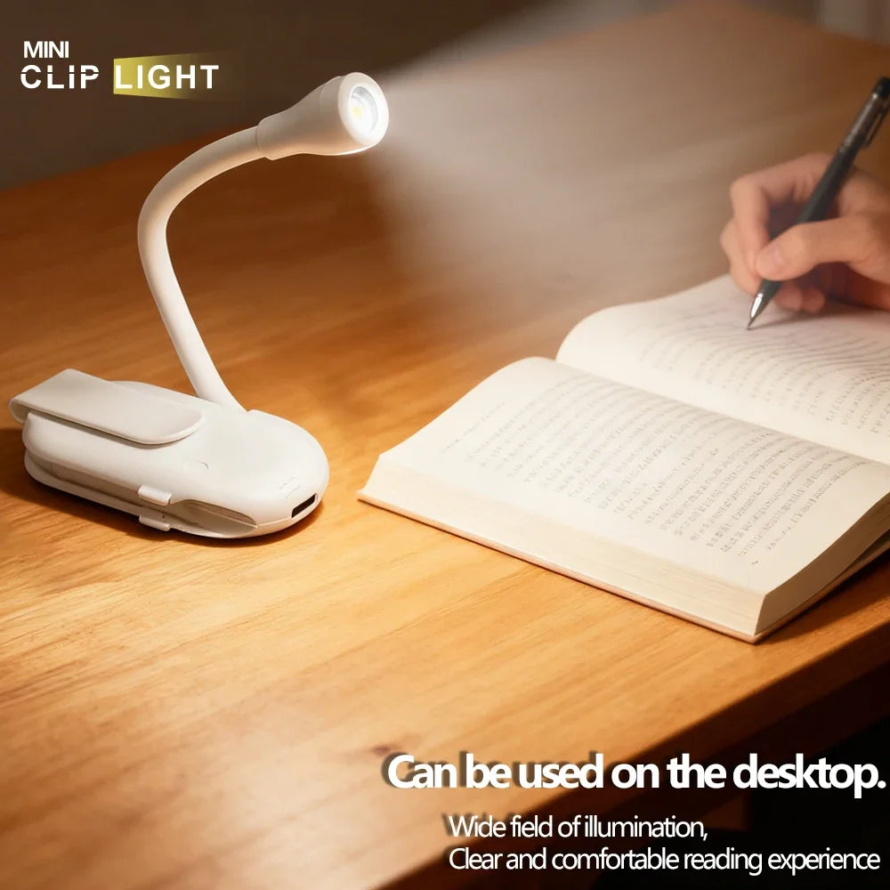 HomeFISH Mini LED Book Light Clip 360 Degree Adjustable Lamp