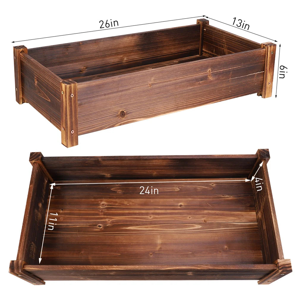 Pine Wood Raised Bed Planter Box For Indoor Outdoor Use