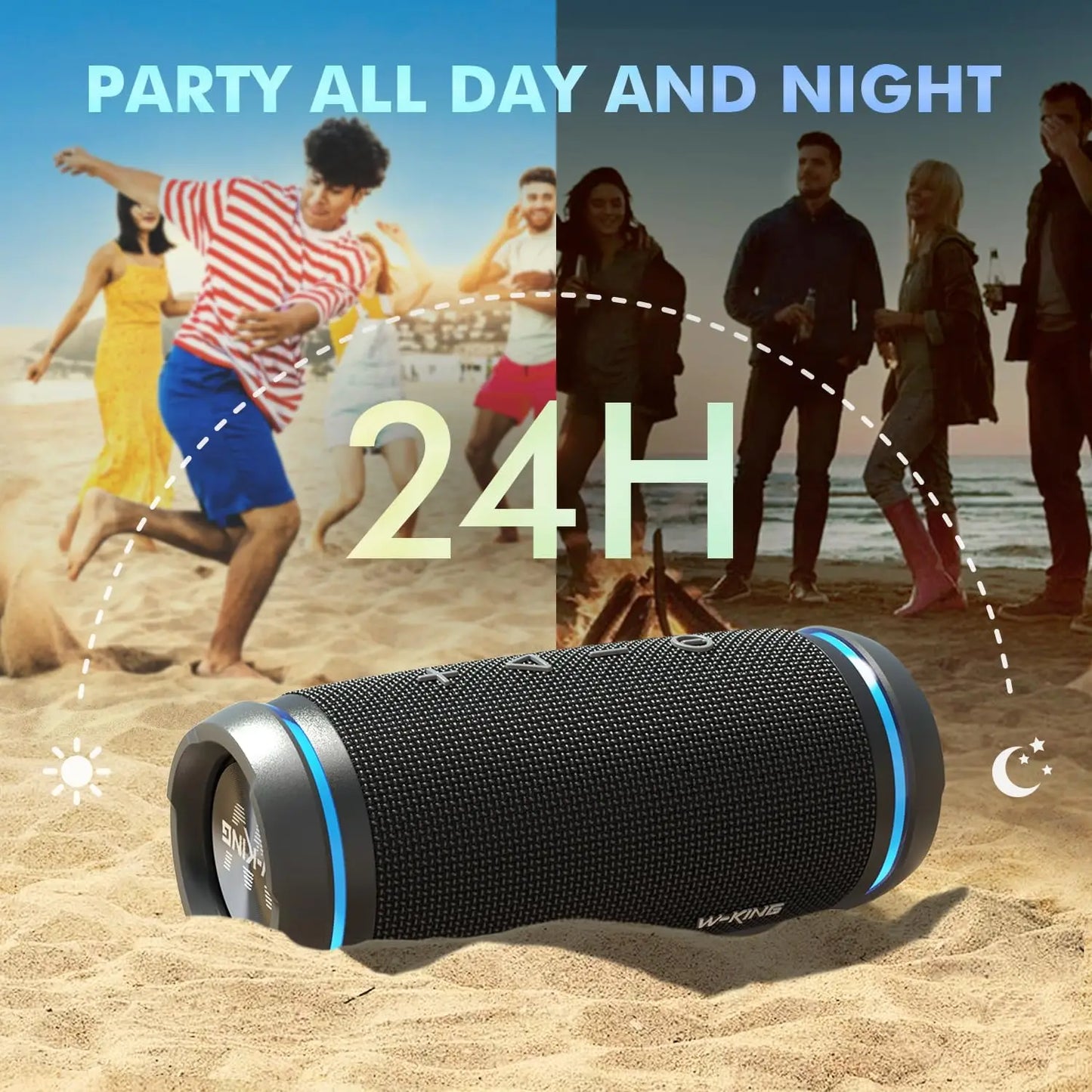 W-King Portable Bluetooth Speaker 36W Bass 360 Surround HiFi Sound IPX6