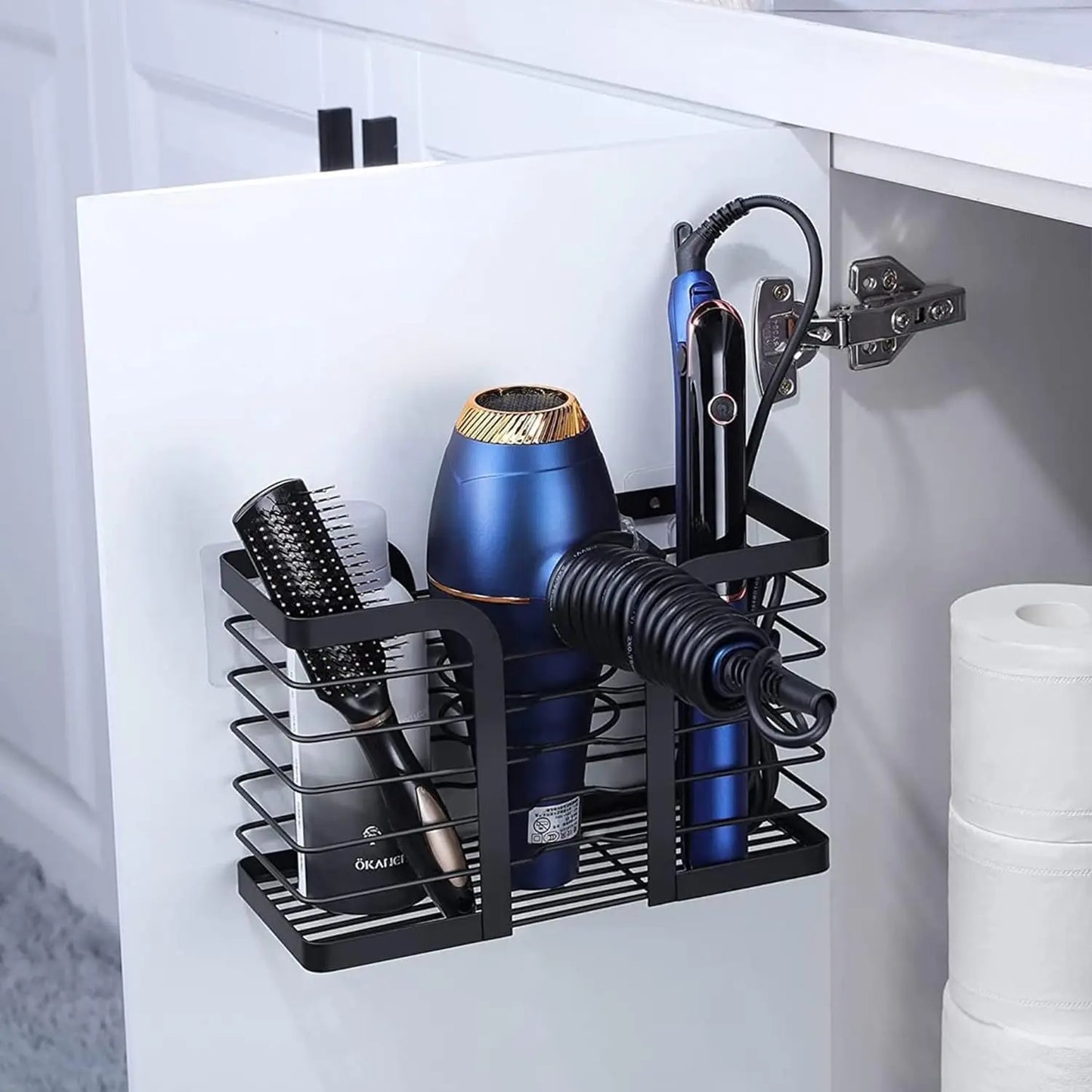 Metal Wire Hair Dryer Holder Wall Mount For Flat Iron And Tools
