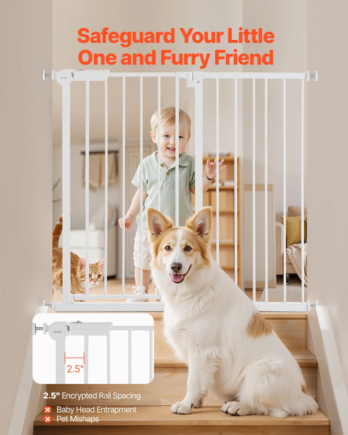 SucceBuy Baby Gate Pressure Mount Walk Through Child Fence