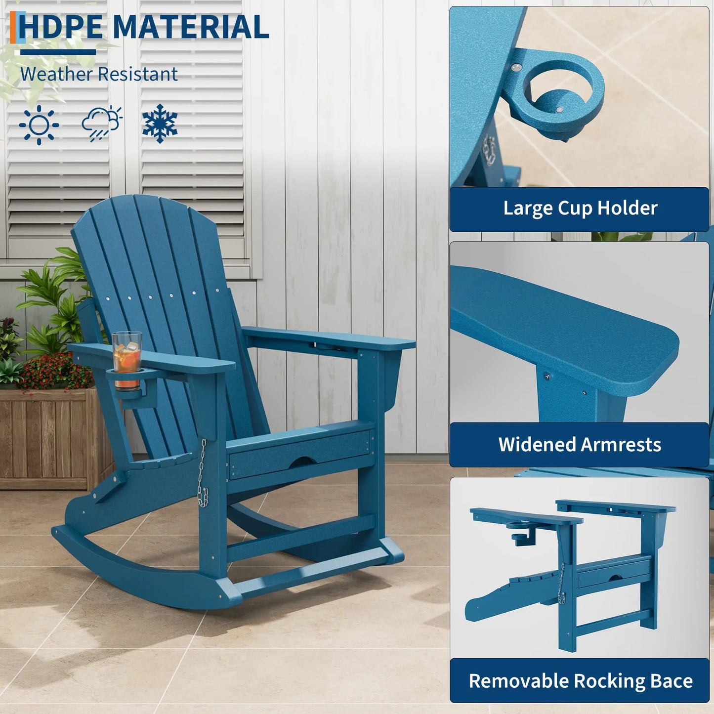 Studyset Folding Adirondack Rocking Chair With Footrest