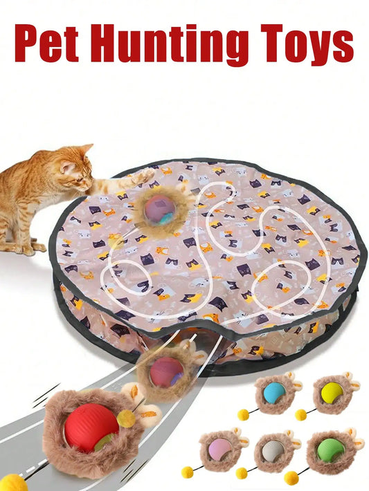 Cat Hunting Toy Set Electric Cat Ball Toy With Lighting USB Rechargeable