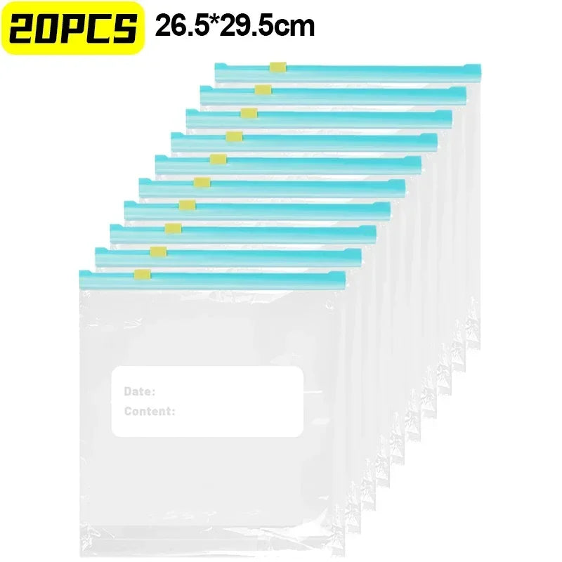Reusable Food Storage Bags With Zip Seal Transparent Set