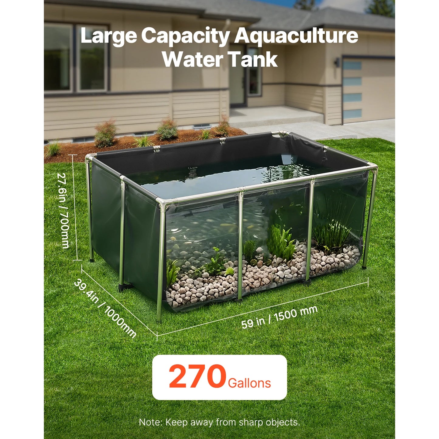 Canvas Fish Pond Above Ground PVC Koi Tank With Clear Viewing Panel