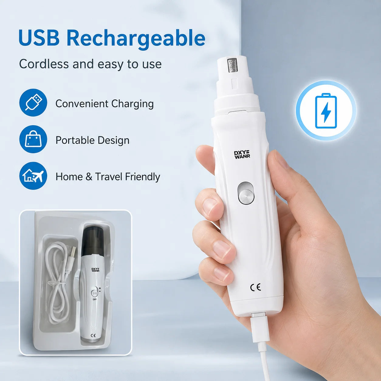 USB Rechargeable Electric Pet Nail Grinder For Dogs And Cats