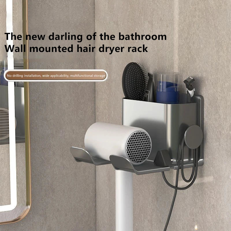 Multifunctional Hair Dryer Holder Wall Mount and Stand Organizer