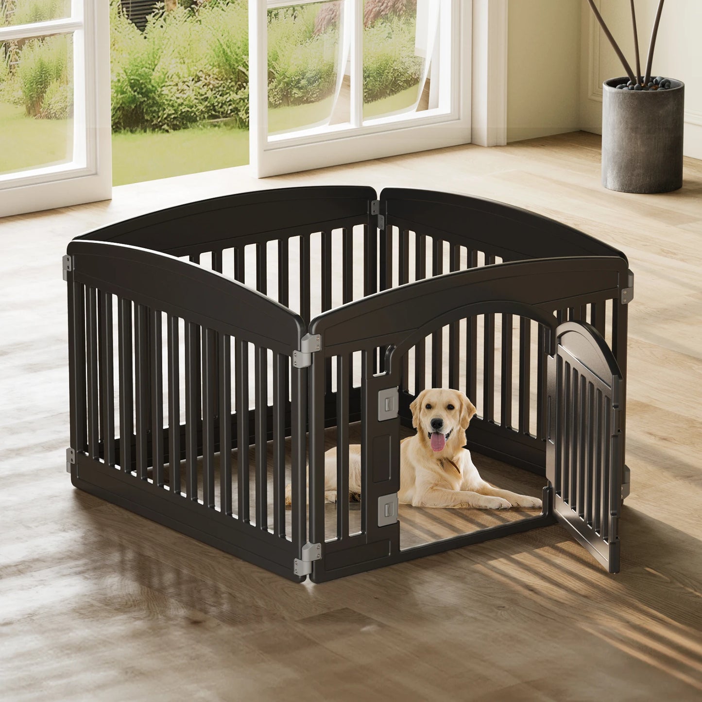 JHK Plastic Dog Playpen 6-Panel Expandable Pet Fence