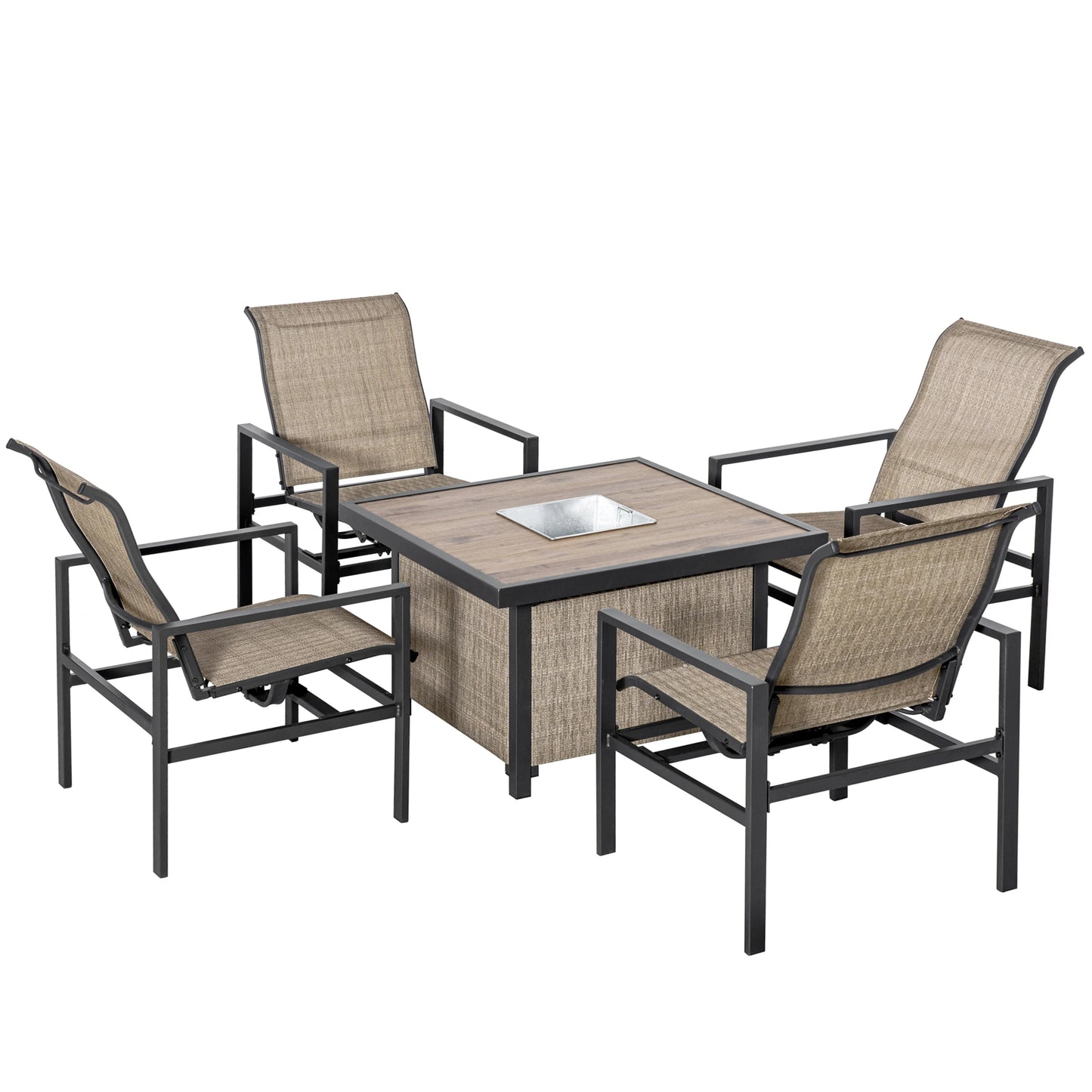 5 Piece Garden Patio Dining Set With Ice Bucket Table