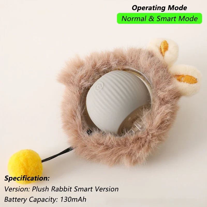 Interactive Cat Ball Toy Automatic Rolling Ball With Tail Rechargeable