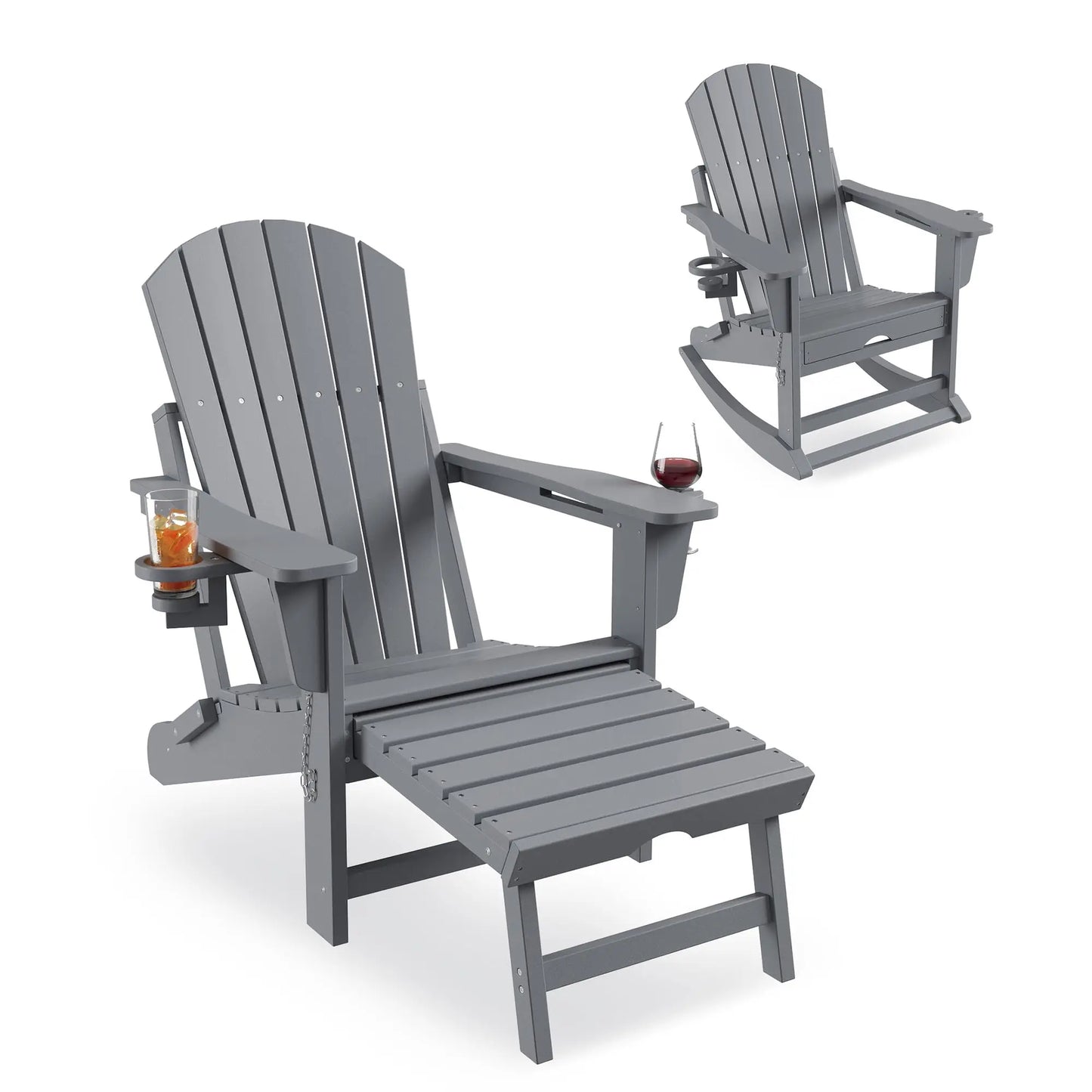 Studyset Folding Adirondack Rocking Chair With Footrest