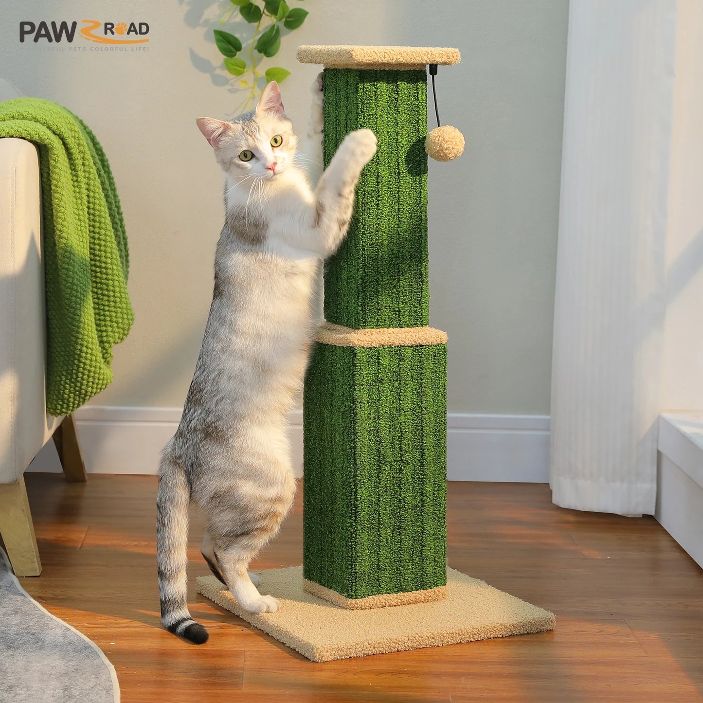PAWZ Road Large Indoor Cat Scratching Post With Dangling Ball