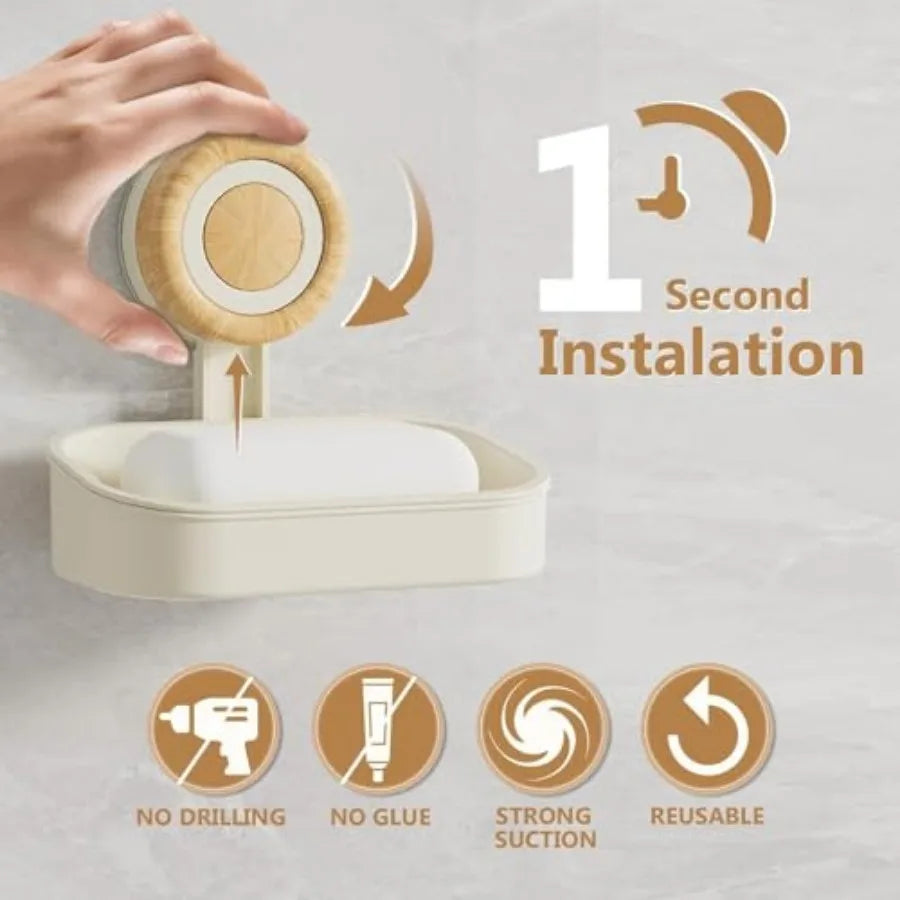 Double Layer Soap Dish 2 Pack Wall Mounted Self Draining