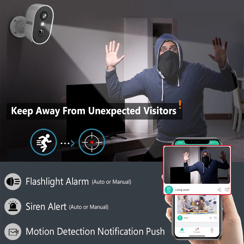 ANRAN 2K Rechargeable Battery Camera WiFi Surveillance System