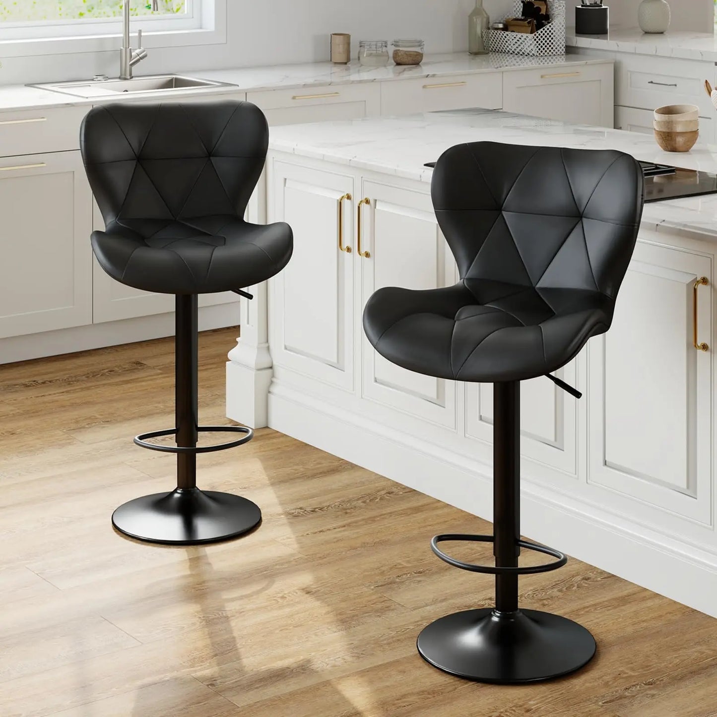 JHK Set Of 2 Ergonomic Adjustable Swivel Dining Chairs