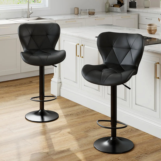 JHK Set Of 2 Ergonomic Adjustable Swivel Dining Chairs