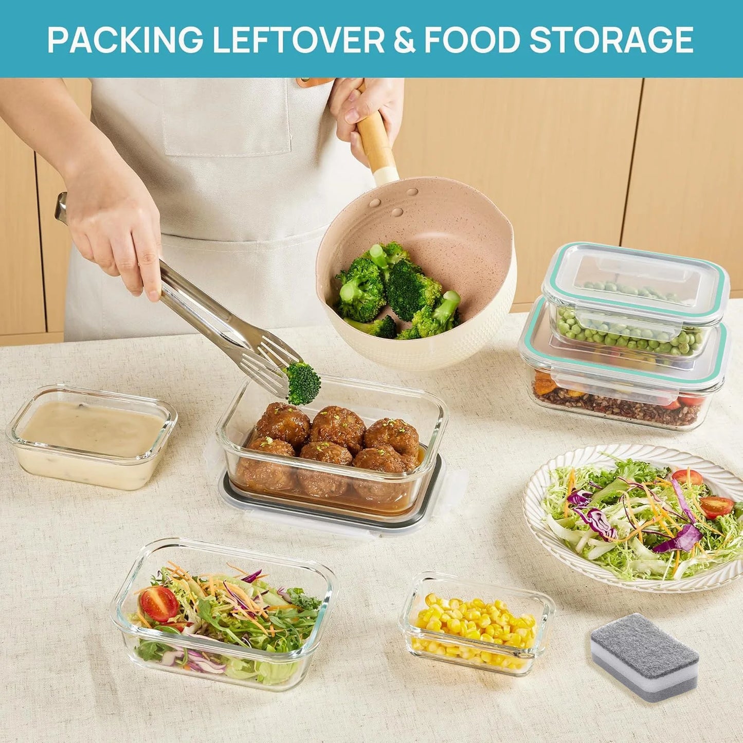 Vtopmart 8 Piece Borosilicate Glass Storage Containers