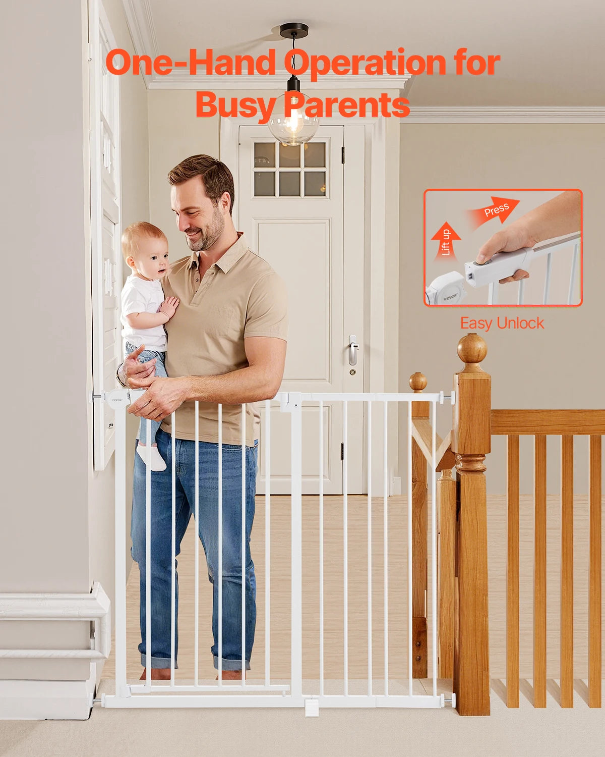 SucceBuy Baby Gate Pressure Mount Walk Through Child Fence