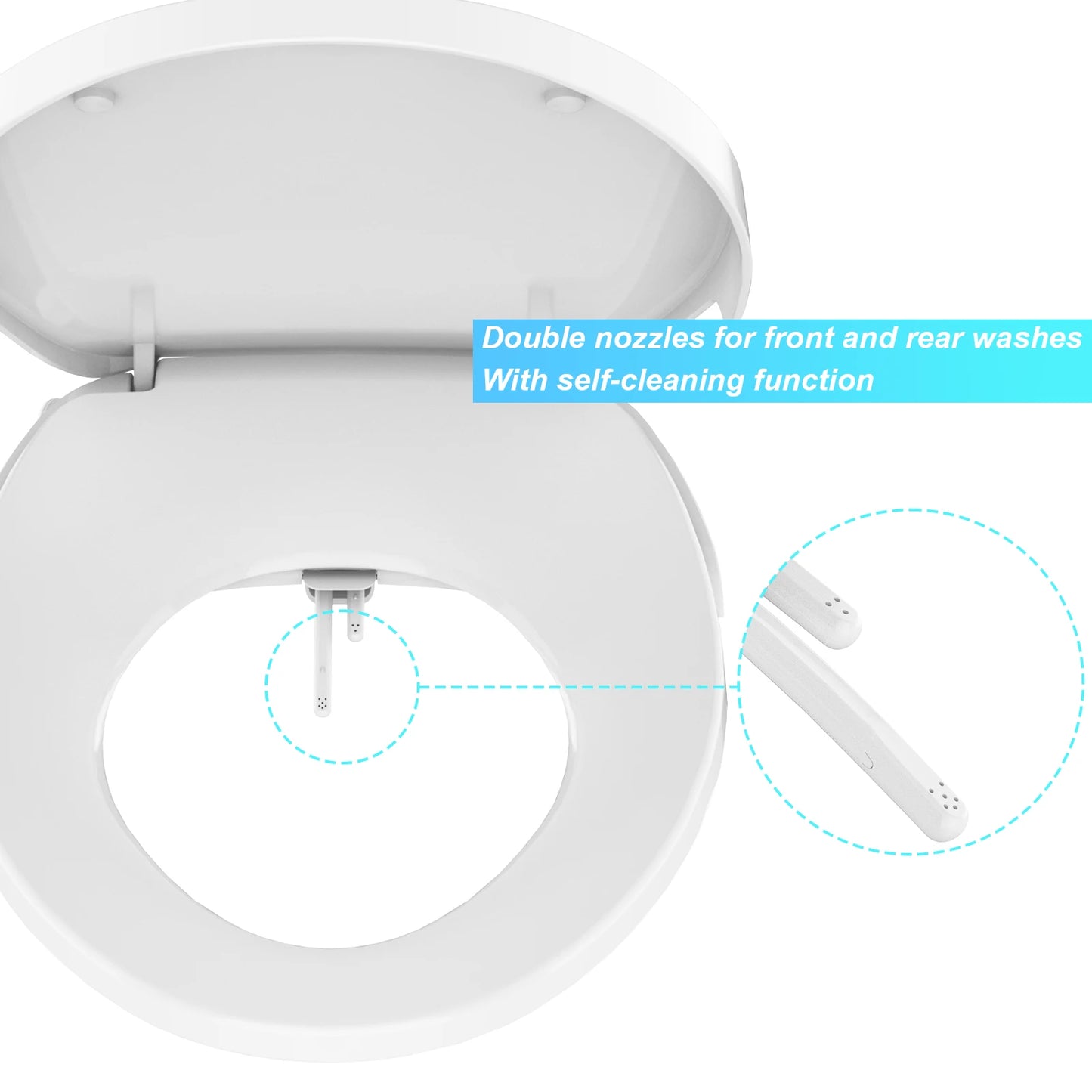 TWISTER.CK Premium Non-Electric Round Bidet Toilet Seat With Dual Nozzle