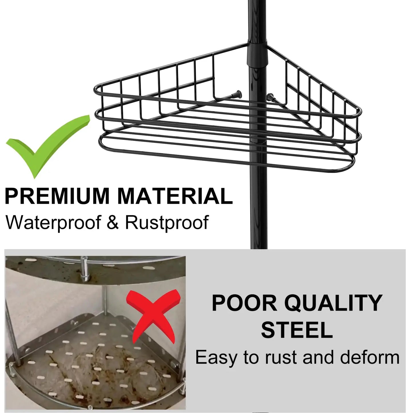 HiMISS Adjustable Bathroom Organizer Shelves With Built In Towel Bars
