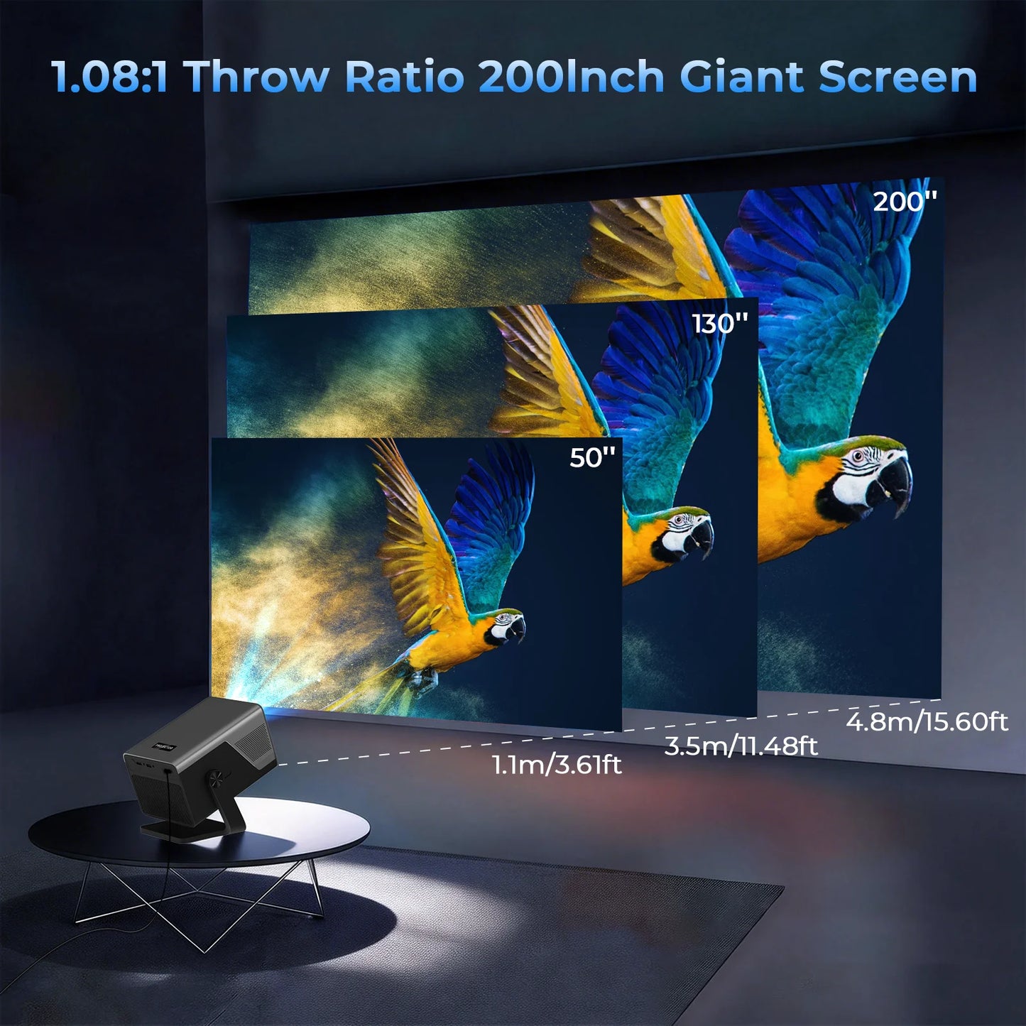 LynCast 8K Support Projector With Auto Focus And 2000 ANSI