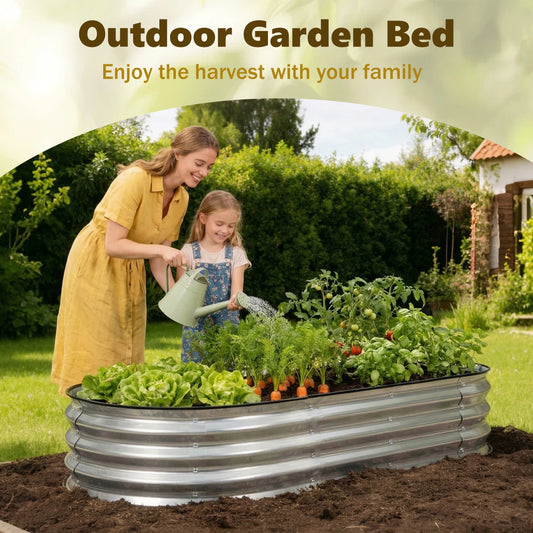 JHK Outdoor Metal Planter Box Raised Garden Bed For Backyard