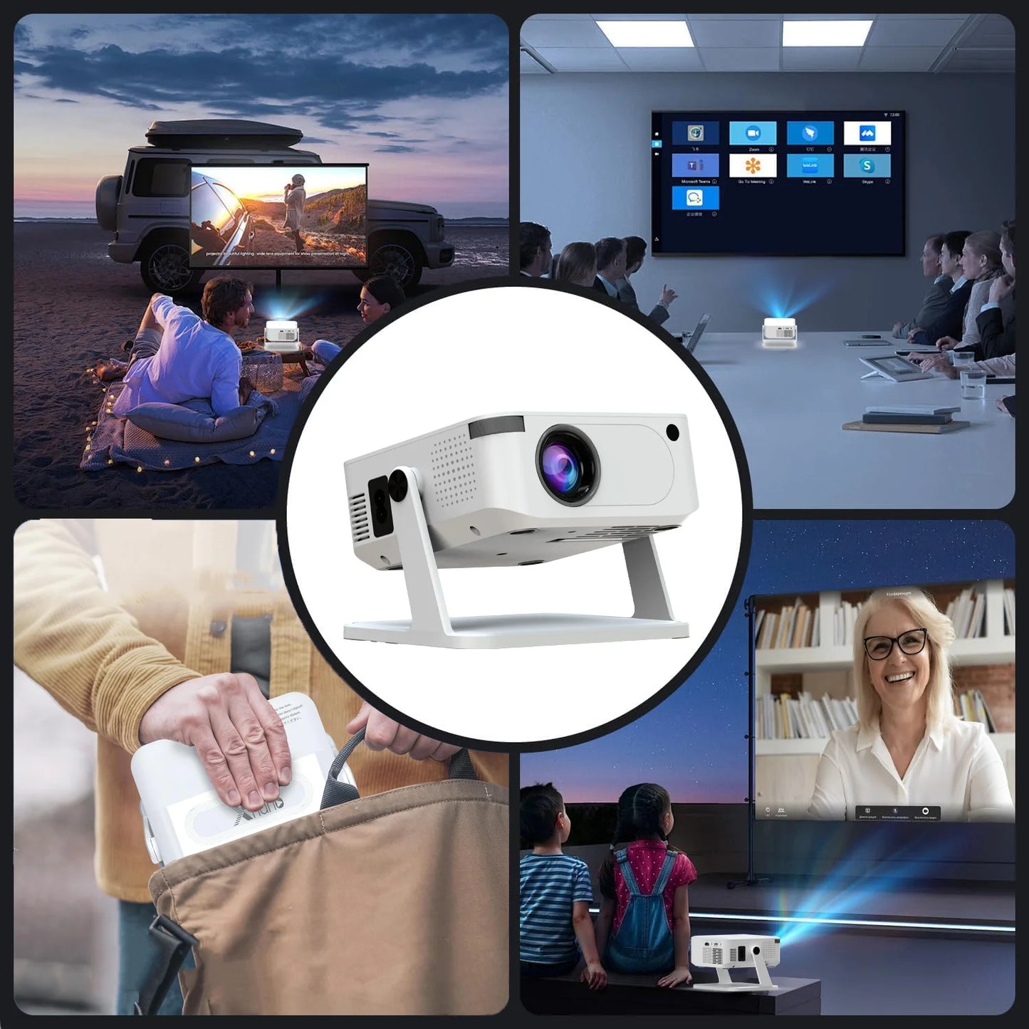 Xnano Android Smart Projector With HDMI USB Wireless Connectivity Holder