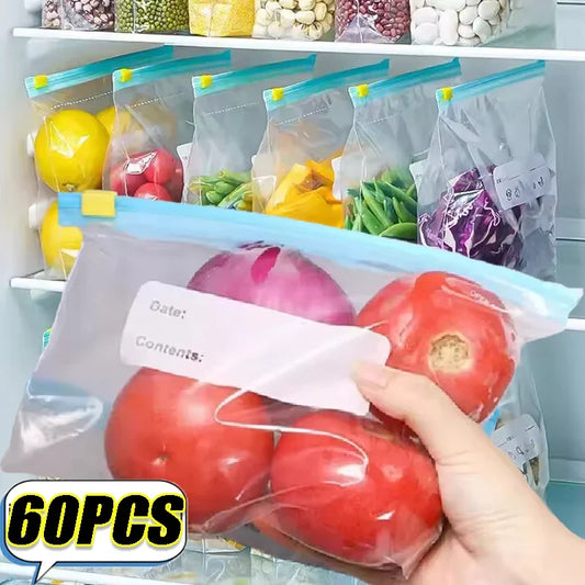 Reusable Food Storage Bags With Zip Seal Transparent Set