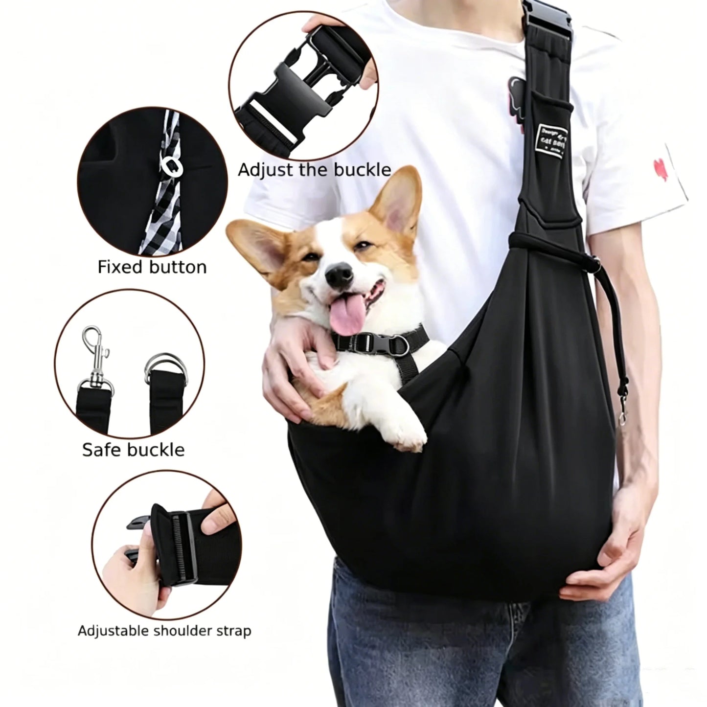 Dog Carrier Sling Reversible Puppy Carrier With Storage Pocket