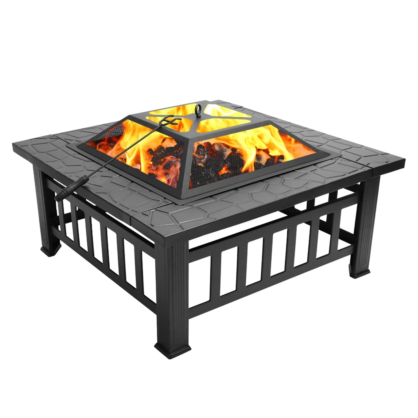 Portable Courtyard Metal Fire Pit With Accessories Outdoor
