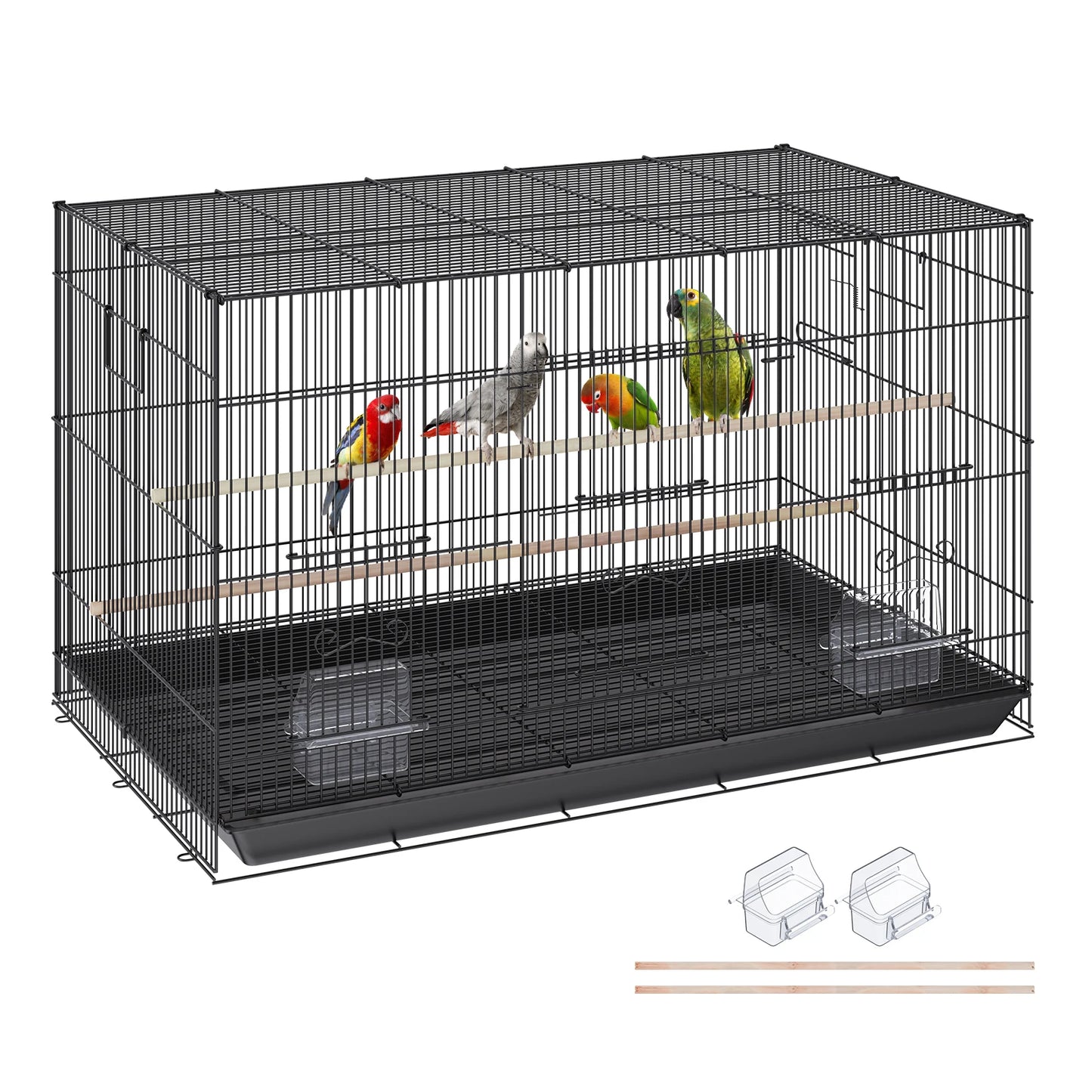 SucceBuy Stainless Steel Bird Cage With Rolling Stand