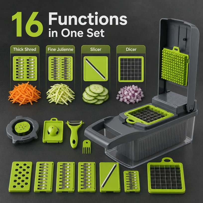 16-in-1 Vegetable Chopper PE ABS Multi-Blade Kitchen Gadget Pro